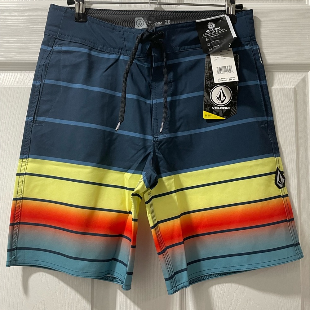 Volcom Men's Blue and Yellow Gradient Board Shorts